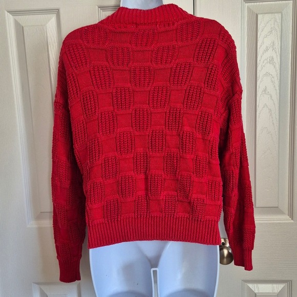 Vintage red knit cardigan gold pearl buttons womens XS - Picture 6 of 10